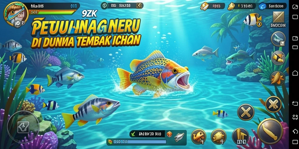 Tampilan gameplay yang seru di 9ZK saat menangkap ikan.