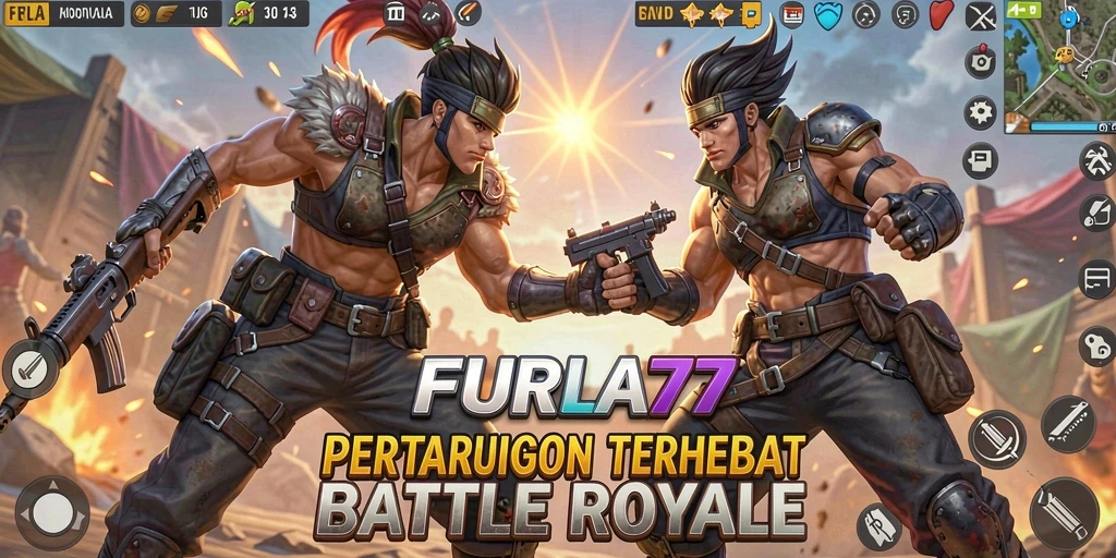 Tangkapan layar FURLA77 menampilkan momen seru dalam pertempuran Battle Royale.