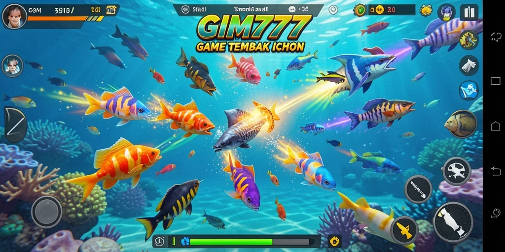 Tampilan gameplay GIM777 yang seru saat berburu ikan.