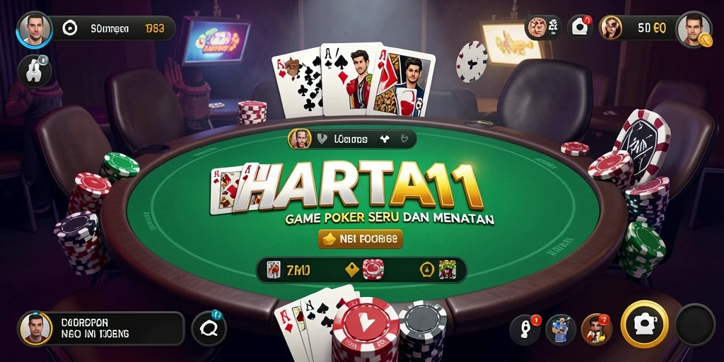 Screenshot utama HARTA11 menampilkan aksi seru dalam permainan Poker.