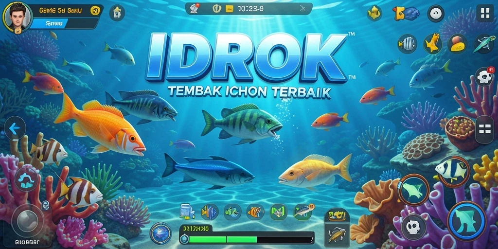 Tampilan gameplay seru dalam IDROK saat menembak ikan.