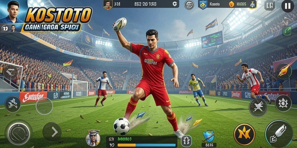 Screenshot gameplay KOSTOTO menampilkan aksi seru dalam berbagai pertandingan olahraga.
