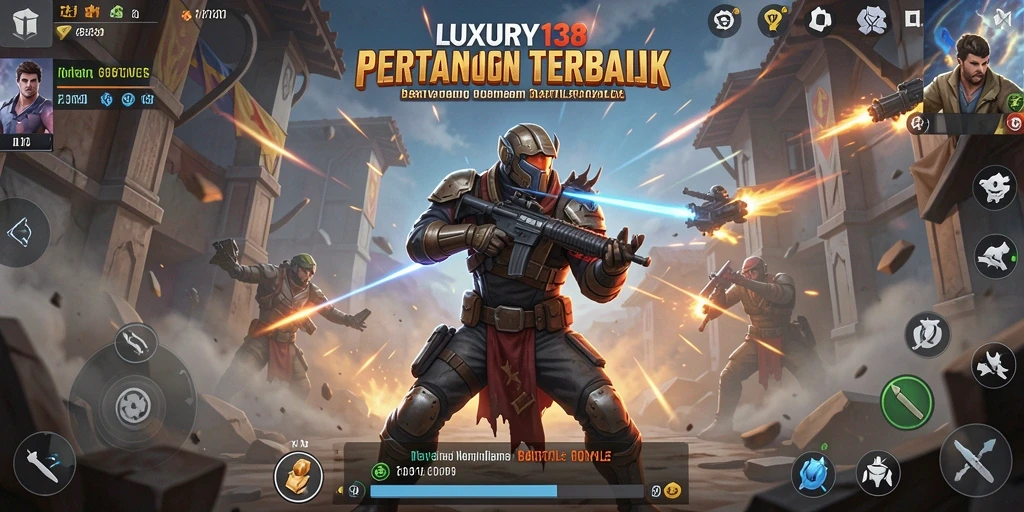 Screenshot gameplay LUXURY138 menampilkan aksi Battle Royale yang intens.