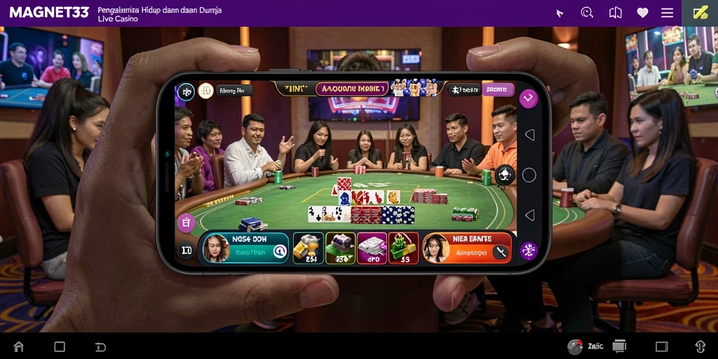 Tampilan gameplay MAGNET33 dalam suasana kasino Live Casino yang menarik.