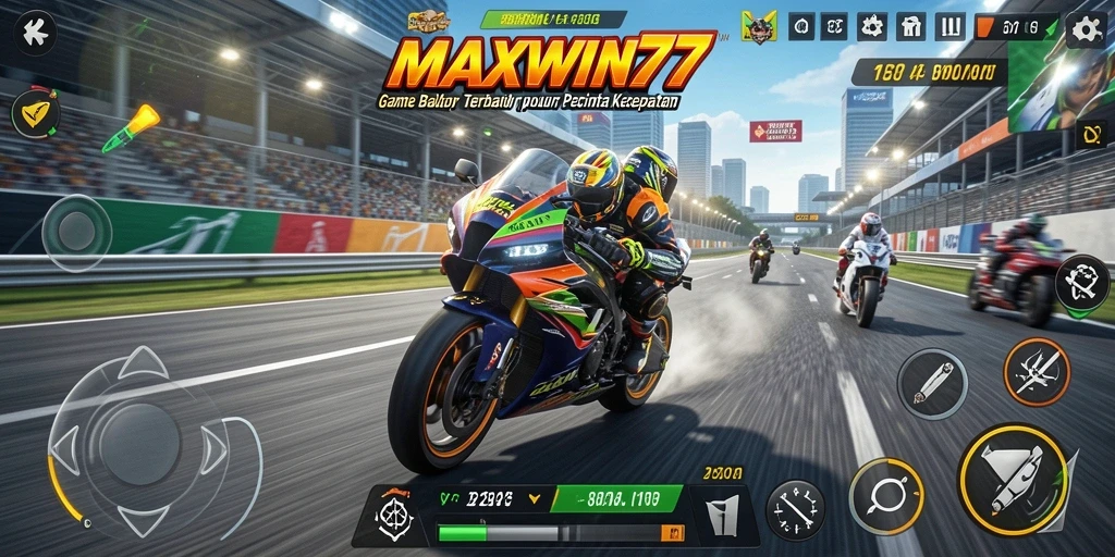 Screenshot menunjukkan aksi balap motor yang mendebarkan dan grafis yang menakjubkan.