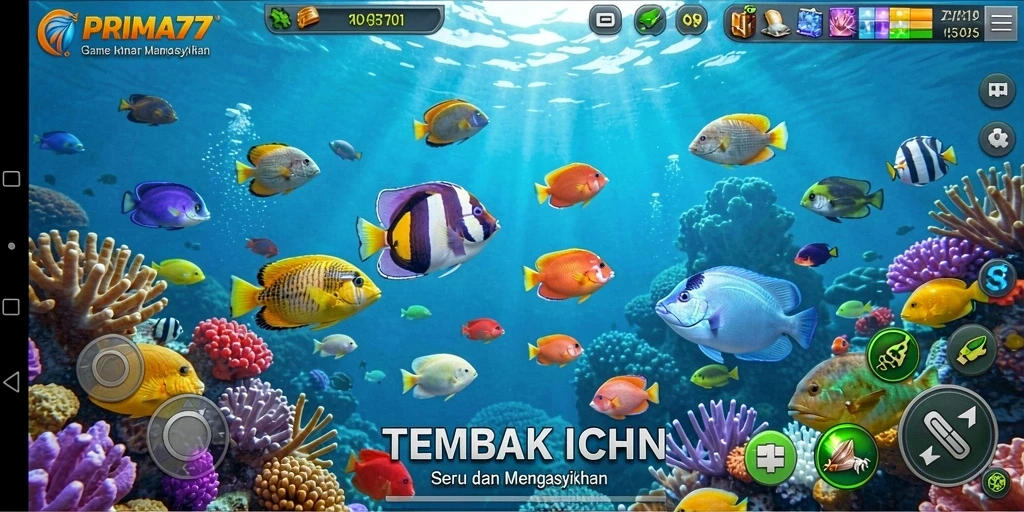 Tampilan menarik dari gameplay Tembak Ikan PRIMA77 yang penuh warna.