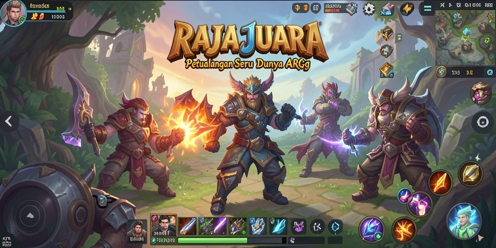 Tampilan gameplay menyenangkan dengan pertarungan seru di RAJAJUARA.