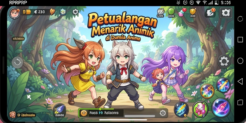 Gameplay seru di dunia anime penuh warna.