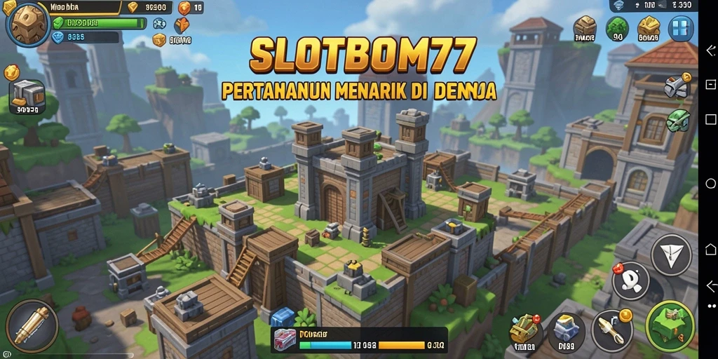 Tampilan gameplay menegangkan dari SLOTBOM77 dengan elemen Tower Defense.