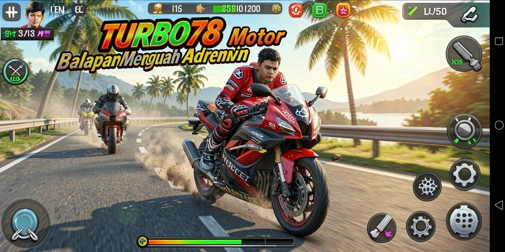 Gameplay seru di TURBO78 dengan balapan motor yang mendebarkan.
