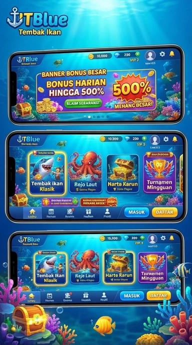 Tampilan utama aplikasi jtblue dengan berbagai pilihan aplikasi.